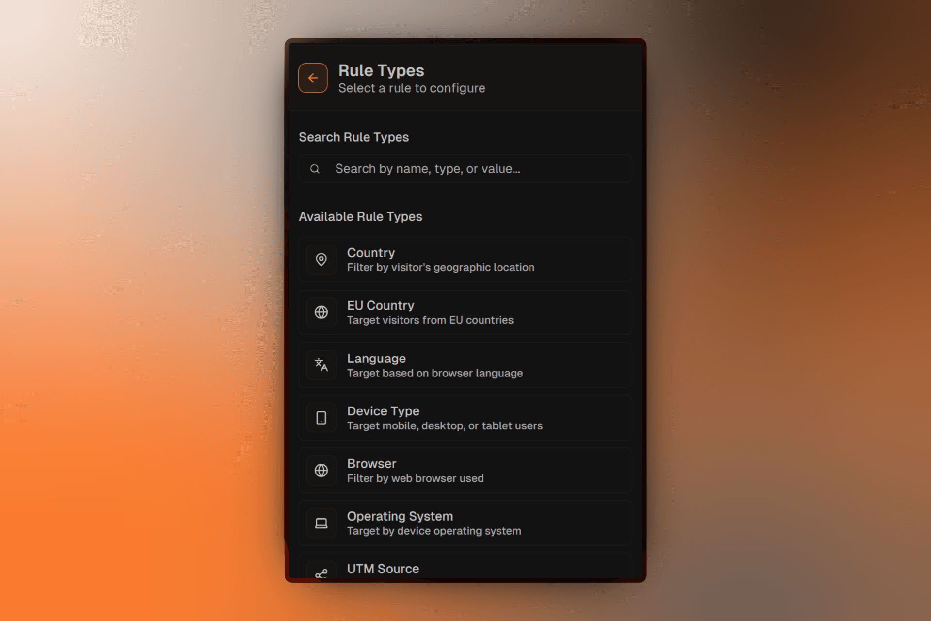 Segment panel with targeting rules section expanded, showing rule configuration